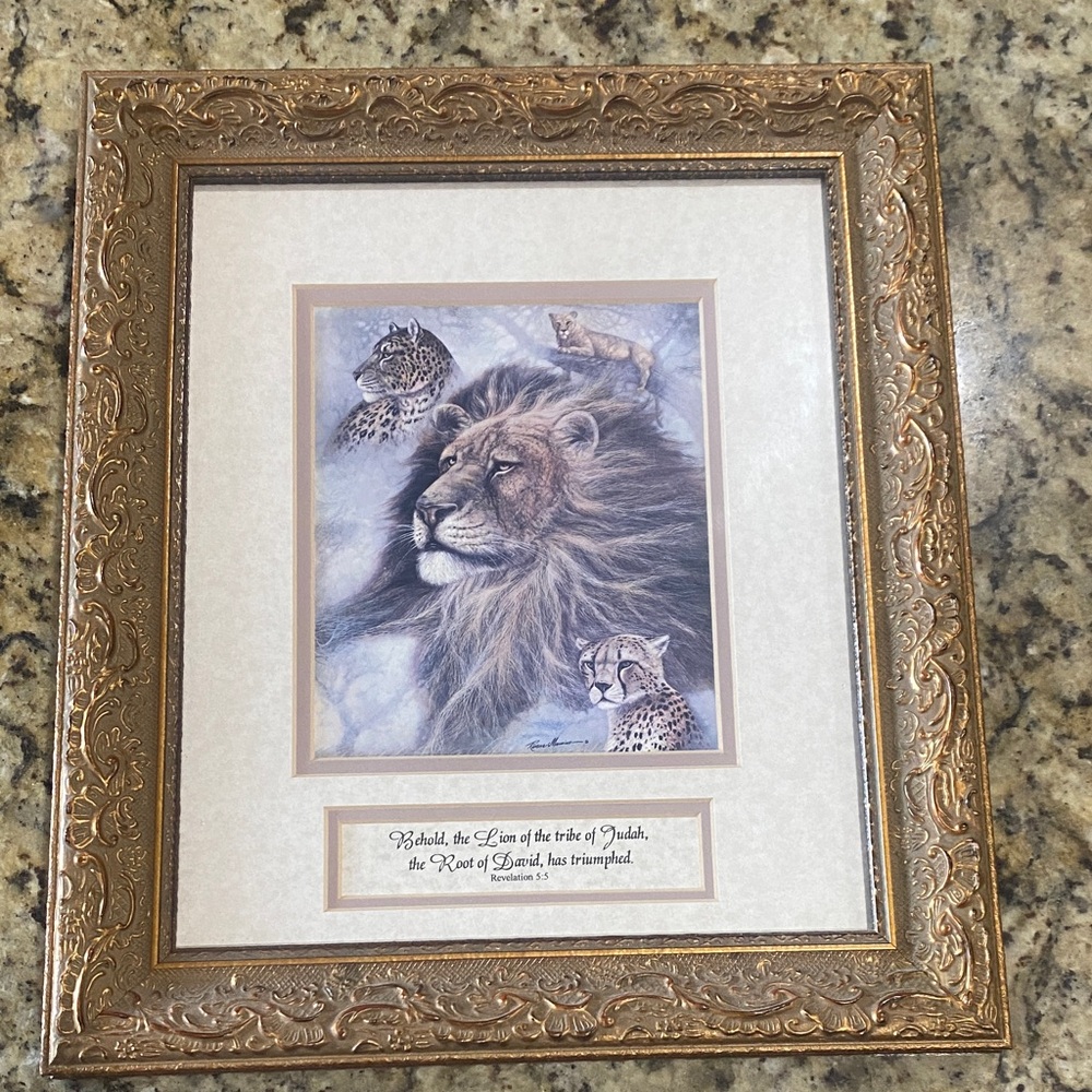 Framed Lion and Cheetah Art Print